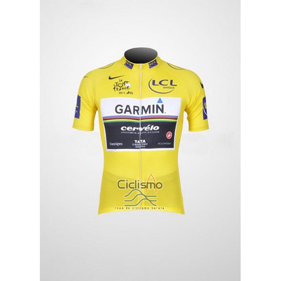 Garmin Lider Ropa Ciclismo Culotte Corto 2011 Hombre Mangas Cortas AMarillo